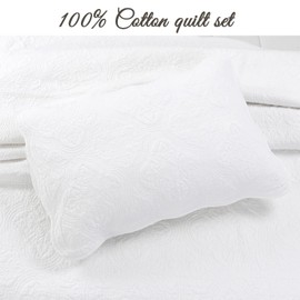 Cozy Line Home Fashions Victorian Medallion Solid White Embossed 100% Cotton Bedding Quilt Set,Reversible Bedspread, Coverlet (Blantyre - White, Oversized King - 3 Piece)