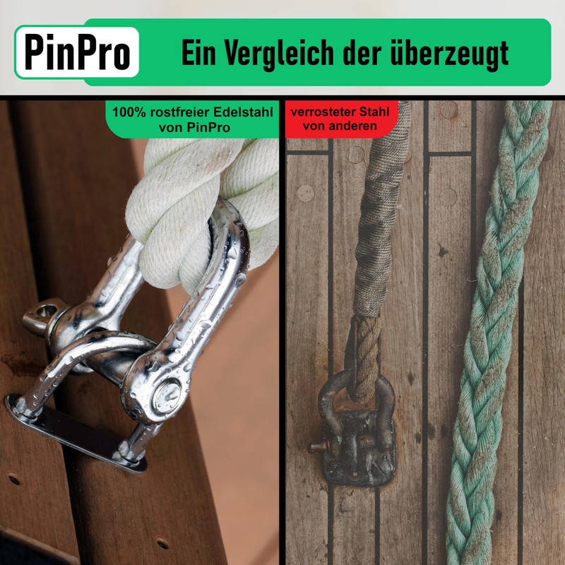 PinPro 4 x M6 Stainless Steel Shackles Straight Short Shape