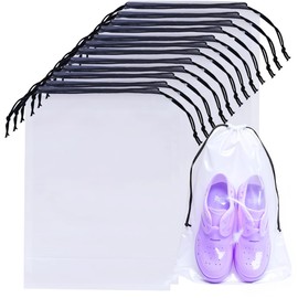 100 Pcs Transparent Drawstring Travel Shoe Bags for Travel Plastic Shoes Bag Clear Plastic Drawstring Bags Dust Bags Shoe Bags for Storage Travel Purses(Transparent, 16" x 11.8")