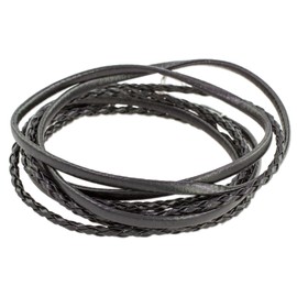 NOVICA Artisan Handmade Leather Wrap Bracelet Black Braided from Guatemala Silver Plated No Stone [37 in W x 0.3 in H Fits Wrist Size 8 in L] ' Elegant Style'