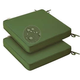 GUEGLSA Patio Seat Cushions 18 inch,Waterproof Square Chair Pad with Ties,18''x18'' Indoor Outdoor Chair Cushion for Garden Furniture,Set of 2,Green