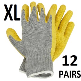 Hardy Rubber Coated Work Gloves Latex Palm 12 Pairs  - XL