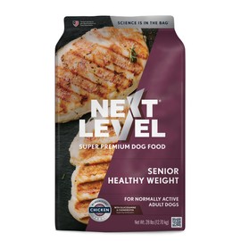 Next Level Super Premium Dog Food, Senior Healthy Weight, Dry Kibble for Normally Active Adult Dogs, 24% Protein, Chicken-Fish Flavors & Gluten Free Grains, Glucosamine for Hip & Joint (28 Pound)