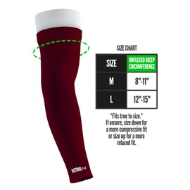 Nxtrnd Double Arm Sleeves, Two Tone Arm Sleeve, Football Arm Sleeves, Sold as a Pair (Large, Maroon)
