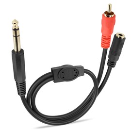 GINTOOYUN 6.35 mm Male to RCA Male + 3.5 mm Female Audio Cable 6.35 mm 1/4 Inch Male to RCA Male + 3.5 mm Double Channel Female Y Splitter Cable Adapter for Home Stereo, Mixer, etc. (21.2 Inch)