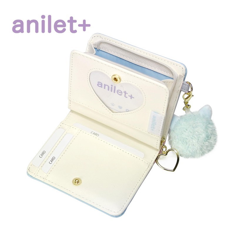 anilet + Mini Wallet, Bifold Gradient, Cat Pom Pom, L-Shaped