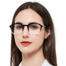 WEMOOTANTS Square Reading Glasses For Women Retro Light weight Readers 1.00 1.25 1.50 1.75 2.00 2.25 2.50 2.75 3.00 3.50 4.00 5.00 6.00 (Black/Clear 2.0)