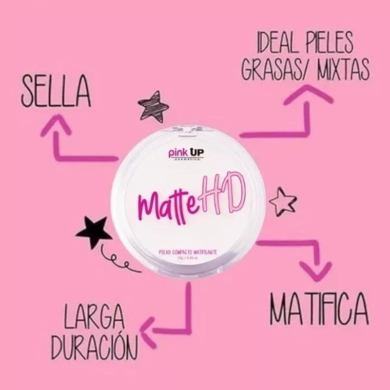 Pink Up Polvo Mate Hd + Maquillaje Líquido Easy Cover