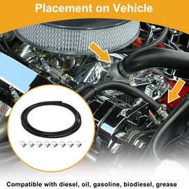 X AUTOHAUX 1/8" Fuel Line Kit 19.68ft Vacuum Hose Automotive Fuel Hose with 8 Clamps 1 Set