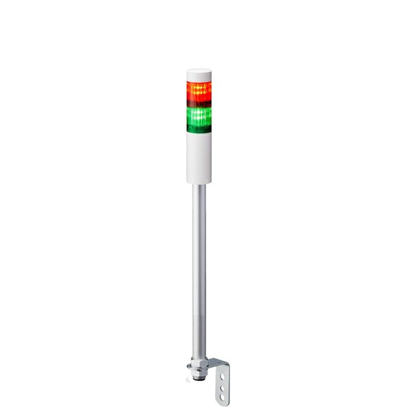 Patlite LR4-202LJNW-RG Laminated Signal Light, Signal Tower, DC24V, Φ40, 2-Tier Type, Red/Green, No Flashing/Buzzer, Pole Mounting, L-Angle, Cab Tire Cable