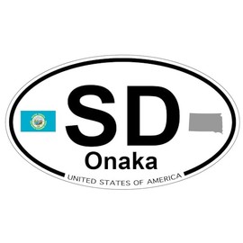 US Decal, Inc. Onaka, South Dakota Oval Sticker with State Flag