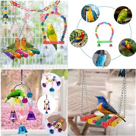 Loopunk Toy for Parrots, Perches for Parrots, Swing for Hanging, Bird Parrot Swing Toy with Bells (Pack of 10 Colourful)