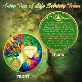 ACGZQY Sobriety Coin - 5 Year Artsy Butterfly Tree of Life Sobriety Chip AA Coin and Medallions Sober Token Narcotics Alcoholics Anonymous Recovery Gifts