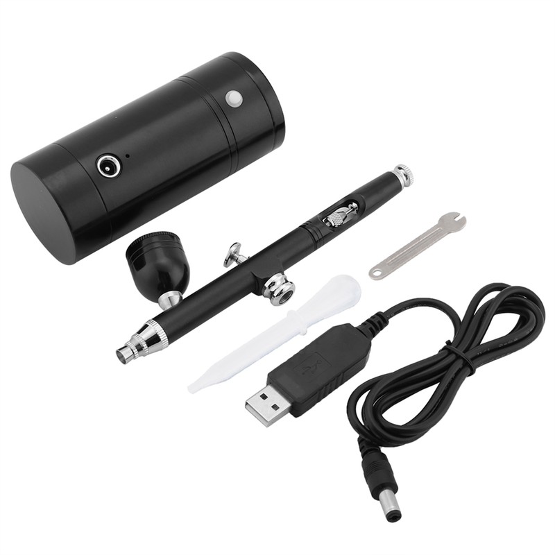 0.3mm Black Mini Air Compressor Spray Gun Airbrush Set 7CC