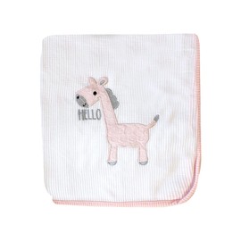 Socksmad 2 Pack Baby Blankets 100% Soft Cotton with Embroidery Cot Crib Moses Basket Pram Cellular Blanket (Pink Giraffe)
