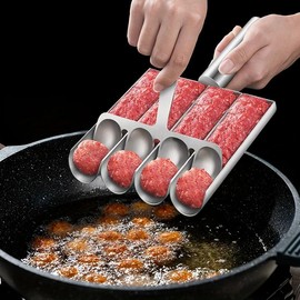 Easy to remove non-stick meatball maker set - manual meatball scoop for making fish balls easily - ideal kitchen tool for home cooking meatball maker - Color: 1Slot Meatball Maker