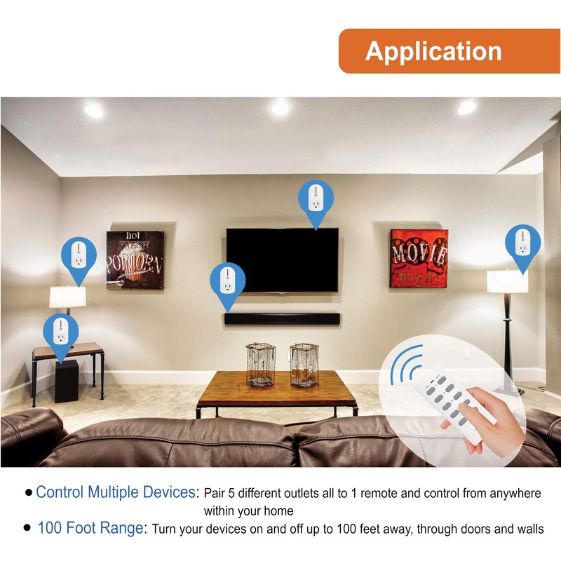 JTD 5 Pack Remote Control Outlet Switch 3rd Generation Energy