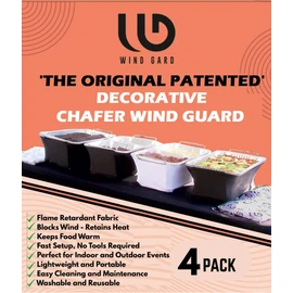 4 Pack Chafer Wind Guard | Decorative Chafing Dish Wind Guard | Flame Retardant Spandex Chafer Stand Cover for Indoor & Outdoor Buffet, Catering, Party, Weddings, Events | Washable Reusable | Black