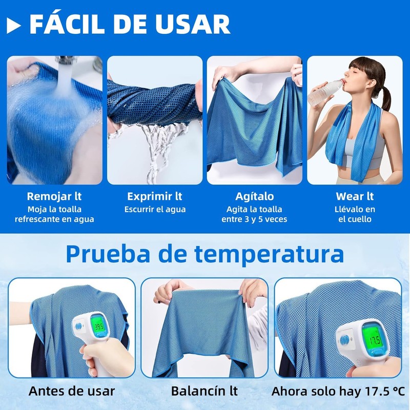 10 Pzs Toallas de Microfibra 90x30 cm para Gym y