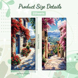 Peacoblue Wheelie Bin Stickers 2 Sheets Flowers and Streets Sticky Dustbin Stickers Decals, 15in x 32in Waterproof Large Wraps for Trash Cans Bins Driveway Garden Outdoor Indoor Patio Decor