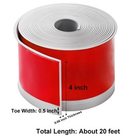 Okllen Flexible Baseboard Molding Trim, 4 Inch x 20 Feet Rubber Baseboard Self-Adhesive Vinyl Base Boards for Walls, Peel and Stick Cove Base, Gray