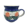 Polish Pottery 12 oz Ceramic Bubble Mug - Red Tulip