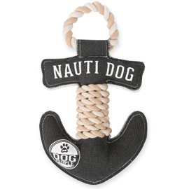 Pavilion Gift Company Pavilion-Nauti Anchor 13 Inch Large Tug of War Rope Sturdy & Durable Canvas Dog Toy, Grey