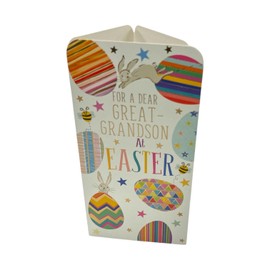 Easter Money Wallet Card for Great-Grandson, Colourful Eggs Design, Bunny and Bee Decorations