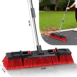 18inch Heavy-Duty Push Broom 70 in Handle Stiff Bristles Outdoor Cleaning