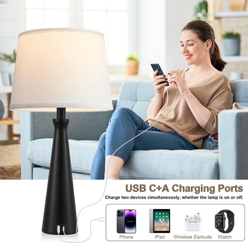 Seealle Modern Table Lamps Set of 2 - Touch Bedside