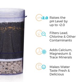 5-Stage Alkaline Replacement Filter for the Gravity Water System by Santevia | At Home Water Filter that Makes Water Alkaline and Adds Minerals | Filters Chlorine and Lead