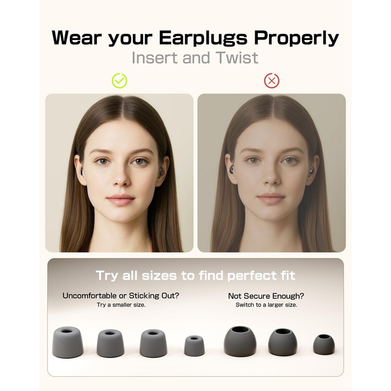 Ear Plugs for Sleeping and Concerts with Cord, Anti-Loss Reusable