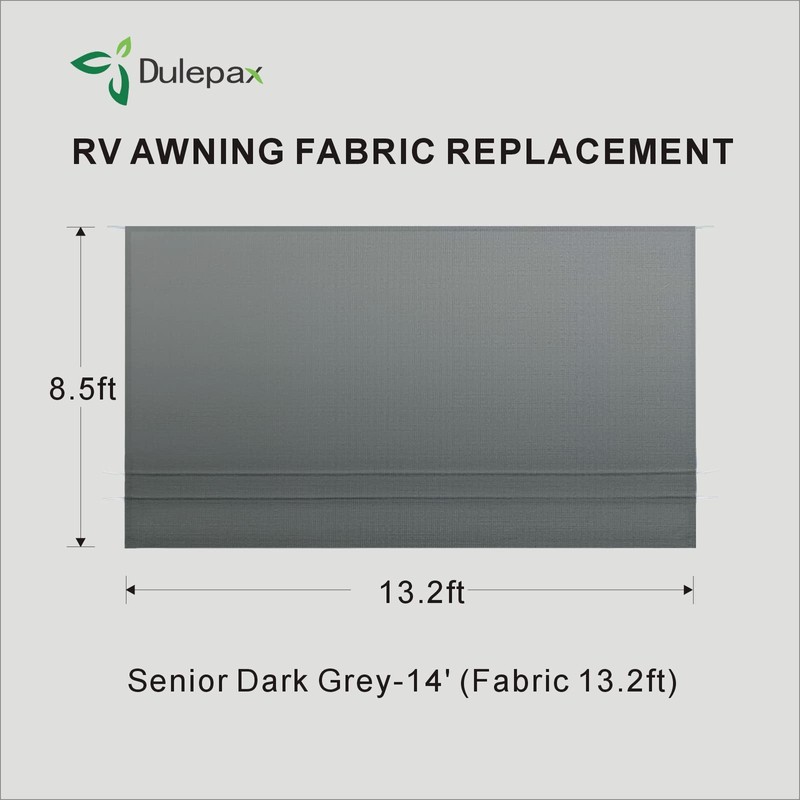 Dulepax RV Awning Fabric Replacement(13.2ft Fabric) Heavy Duty 16oz Vinyl