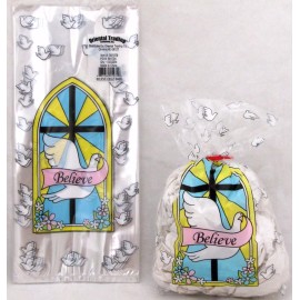 Oriental Trading "Believe" Religious Cello Goody Treat Bags Clear 24 Count New