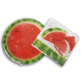 Show-Offs Watermelon Birthday Party Disposable Dinner Plates and Napkins for 8 Guests - Party Bundle