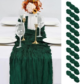 10 Pack Emerald Green Table Runner 10Ft Cheesecloth Table Runner Boho Gauze Table Runner Long Cheese Cloth Table Runner Romantic Sheer Fabric Table Runners for Wedding Party Bridal Shower