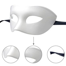 LECMACY - Máscara de máscaras, de plástico flexible de alta elasticidad, color sólido, adecuado para todos los bailes de graduación (blanco, paquete de 2)