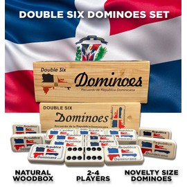 PRK 14 Dominican Republic Dominoes Double Six Novelty Set with Dominican Republic Flag Design - Ideal for Parties 1 Set Domino