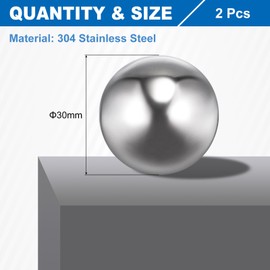 sourcing map 30mm Bearing Balls, 2 Pcs 304 Stainless Steel G100 Precision Balls Metric Mixing Balls for Bearings Bicycles Casters