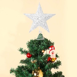 Time to Sparkle 20 * 16 * 4cm Glitter Christmas Tree Topper Star For Christmas Tree Decoration White