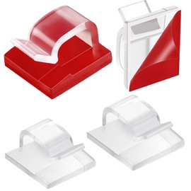 Maitys 60 Pieces Outdoor Cable Clips with Adhesive Tapes Light Clips with 3 Size Decoration Clips Self Adhesive Hooks Strips Wire Hanging Holder for Fairy Light Garland(Clear)