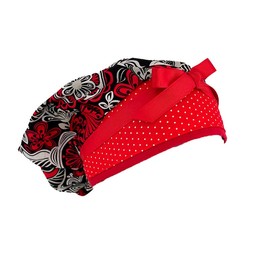 Bouffant Medical Cap – Christmas Flowers - Sweatband Ponytail Pouch Tie Back Hats Bouffant Scrub Hats. Scrub Hat for Women & Men tie Back. Nurses Hats Ponytail Holder Dr. Hats. Long Hair.