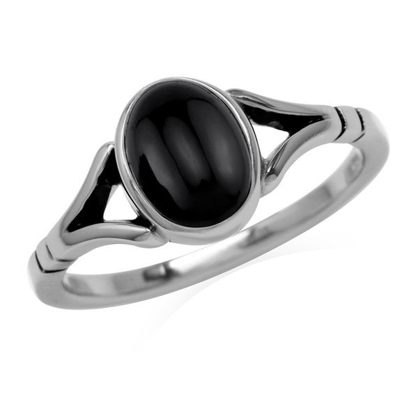 Silvershake 8X6mm Natural Black Onyx 925 Sterling Silver Solitaire Casual