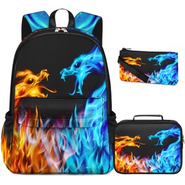 Meiwaote Kids Backpack for Boys，3PCS Boys Backpack with Lunch Box Set for Children Elementary Middle School Students，Lightweight School Bookbag for Travel and Daily Use