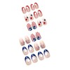 24Pcs Independence Day Red Blue French Tip Press on Nails