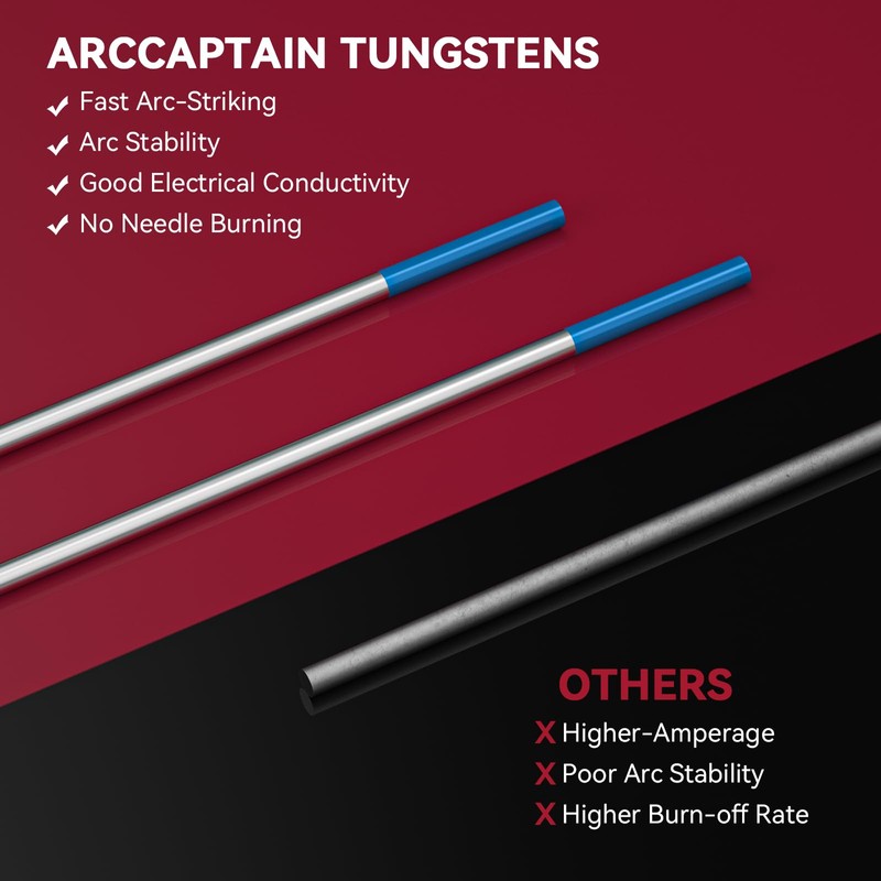 ARCCAPTAIN TIG Tungsten, TIG Welding Tungsten Electrode Blue 2% Lanthanated