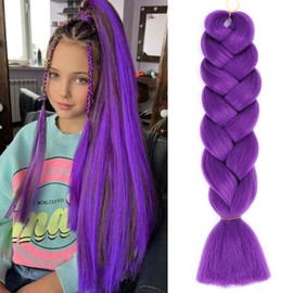 Herina Purple Braiding Hair For Braids One Pack Jumbo Fake Braid Hair Extensions For Dutch Braid Or Match Color Bubble Braids(1pc/pack)