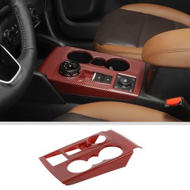 JWWY Gear Shift Shifter Shift Lever Transmission Gear Selector Gearstick Panel Trim Fit for 2021-2024+Ford Bronco Sport Interior Accessories Red Carbon Fiber ABS