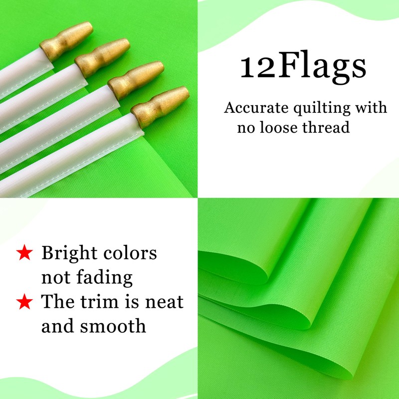 WEITBF 12Pcs 8×12 Inch Solid Green Flags Small Blank Sublimation