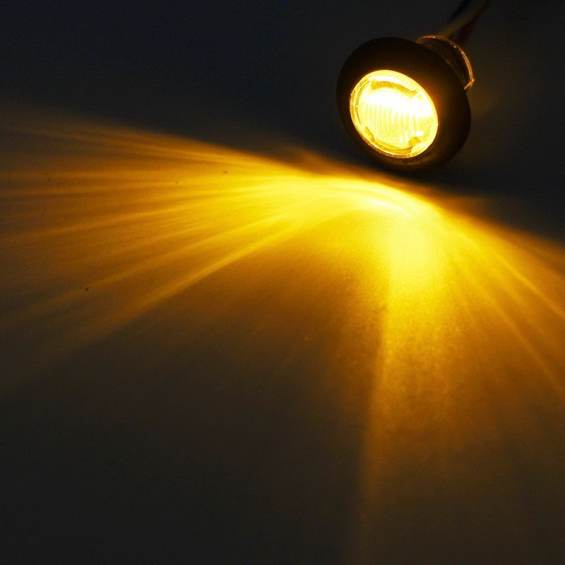 Partsam 10 Pcs 3/4 Inch Amber Round LED Lights, DOT
